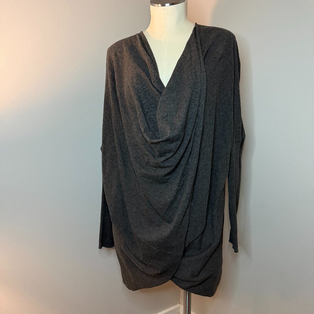AllSaints Grey Draped Cardigan Wrap Open Front Asymmetrical Size US 8